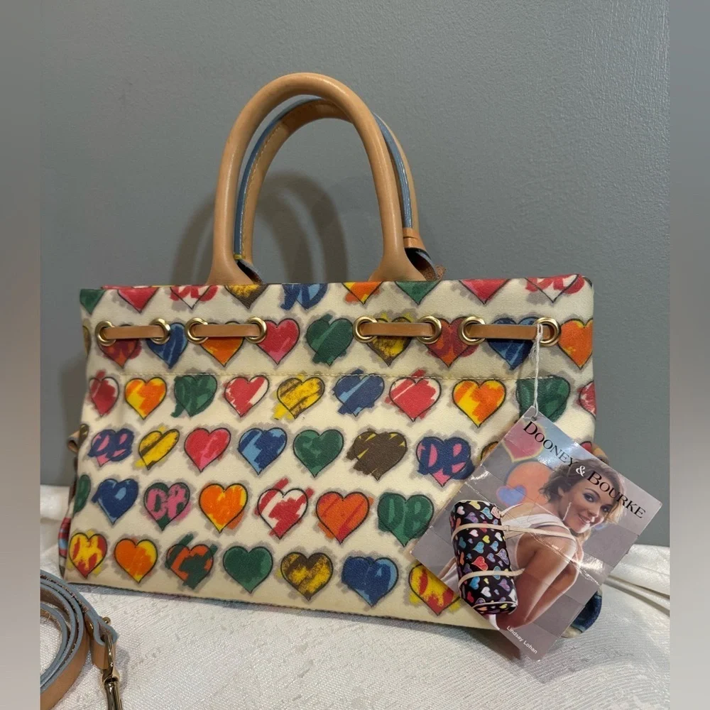 Dooney & Bourke Multicolor Scribble Heart Satchel